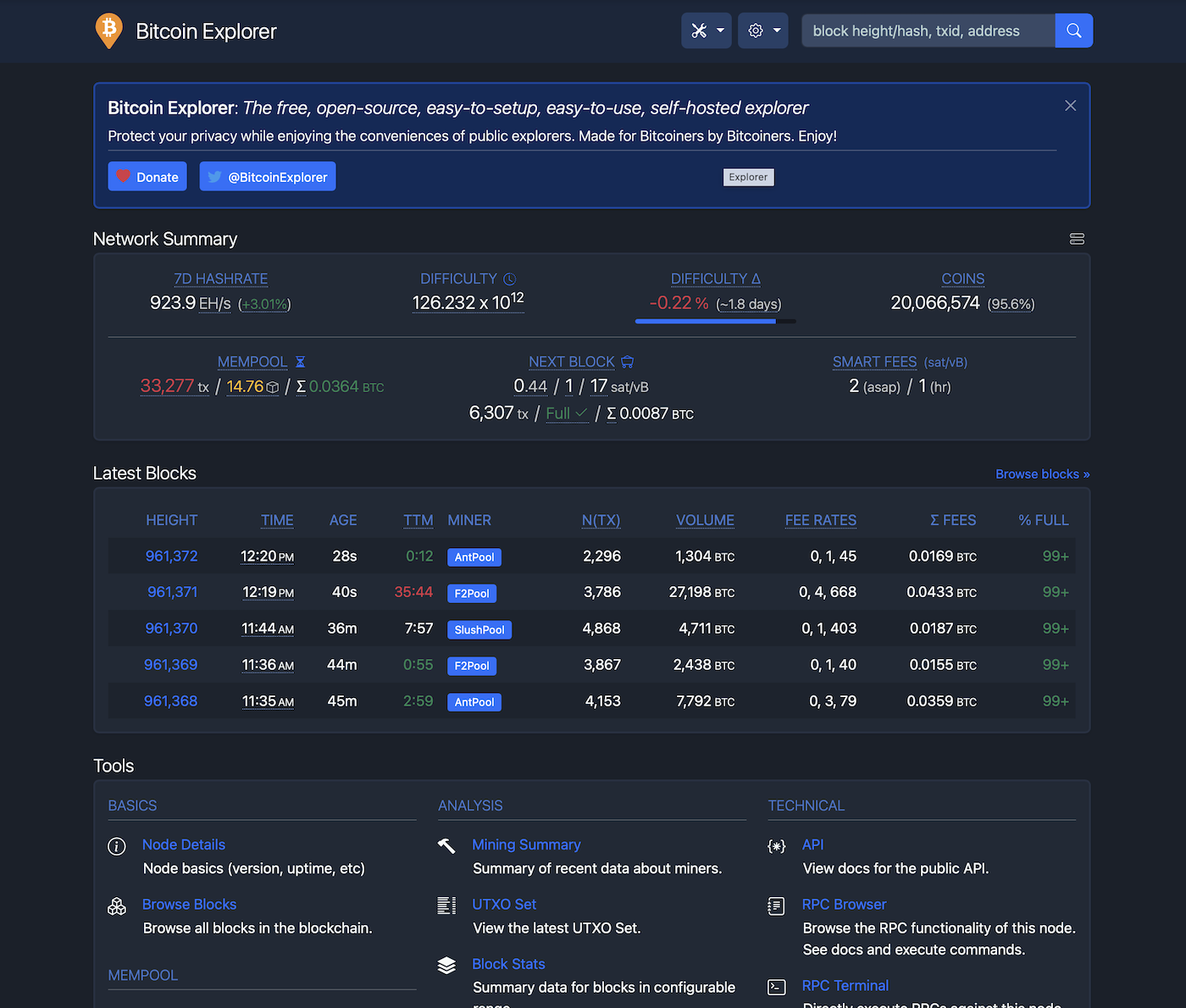 Static preview of BTC RPC Explorer